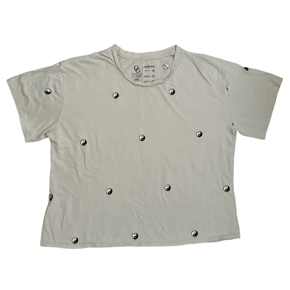 Yin Yang Embroidered Tee Organic Cotton in Sage Green